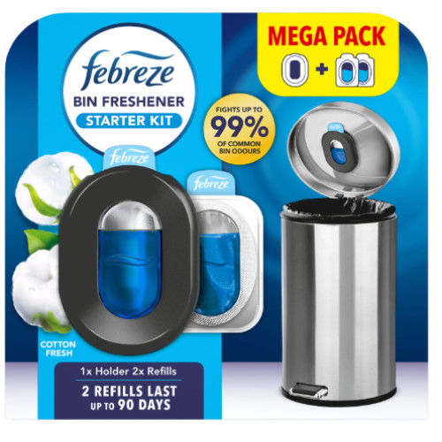 Стартовий набір освіжувача для сміттєвих баків FEBREZE BIN Cotton Fresh, тримач + 2 змінні насадки;